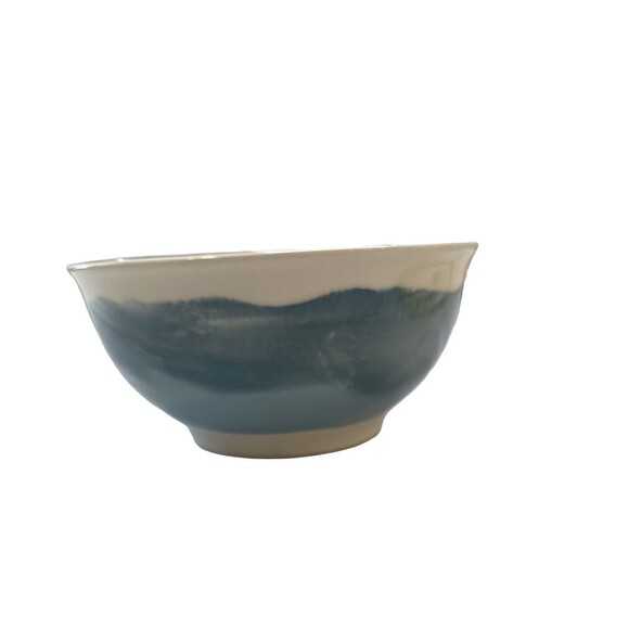 Taper + Vetiver Stoneware Bowl Blue White Watercolor Glaze 6.5” Kitchen Dining - Picture 3 of 12